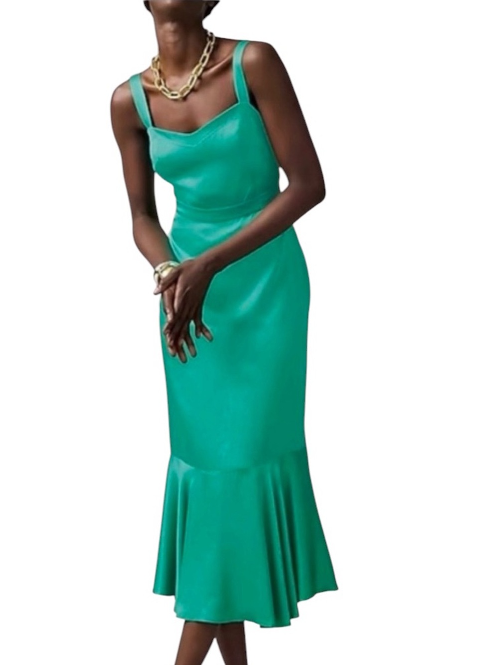 J. Crew Collection Elegant Fitted Flare-Hem Midi Dress in Luster Crepe Green 10